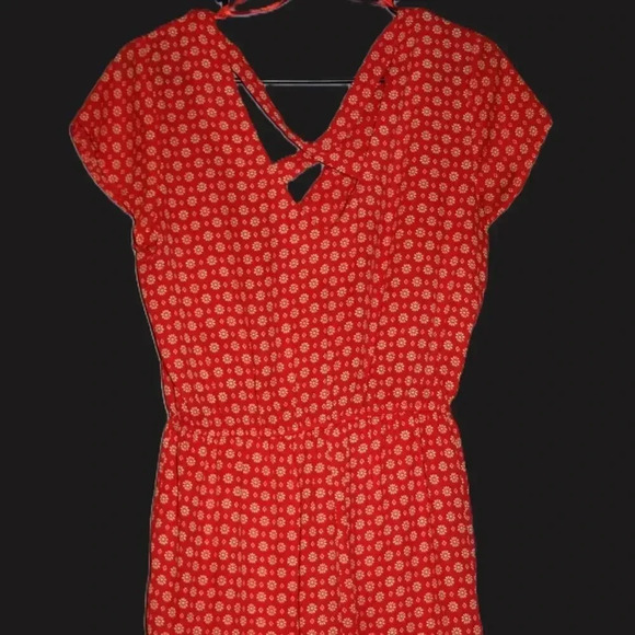 Vibrant Red Romper with lined shorts - Picture 1 of 13